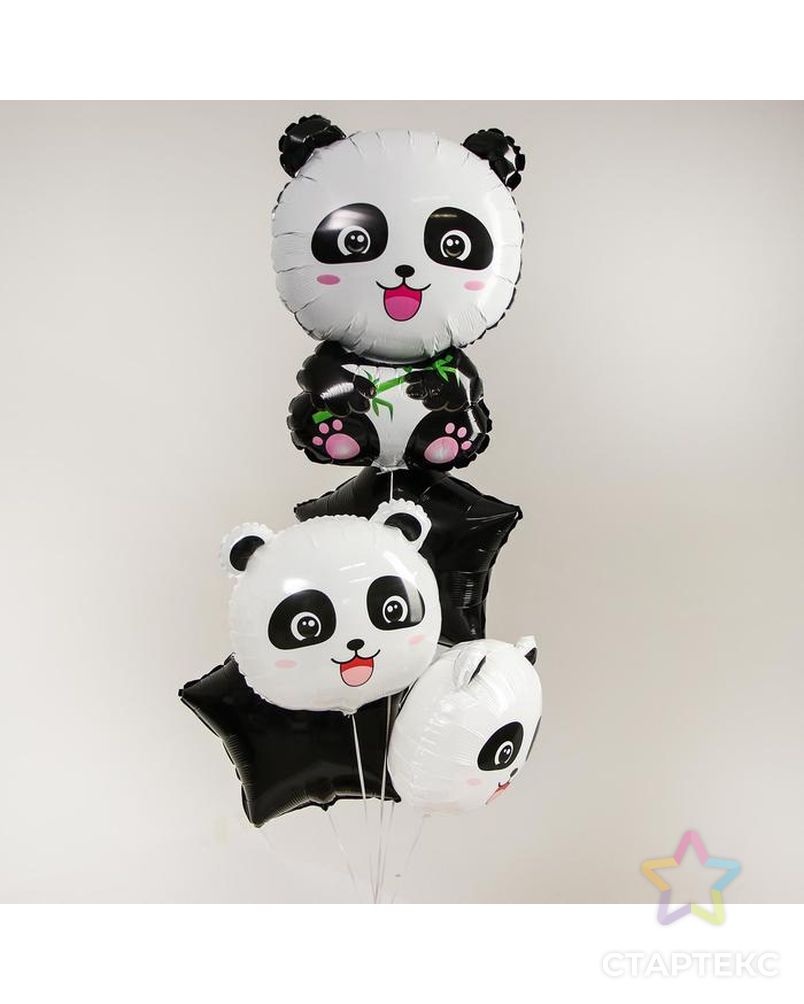 Букет из шаров "Веселые панды", фольга, набор 5 шт. арт. СМЛ-135968-1-СМЛ0005205385 1