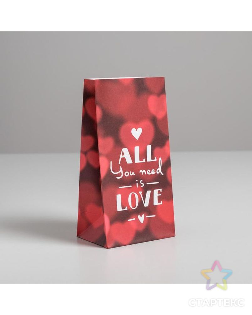 Пакет подарочный без ручек Love, 10 × 19.5 × 7 см арт. СМЛ-123922-1-СМЛ0005206386 1