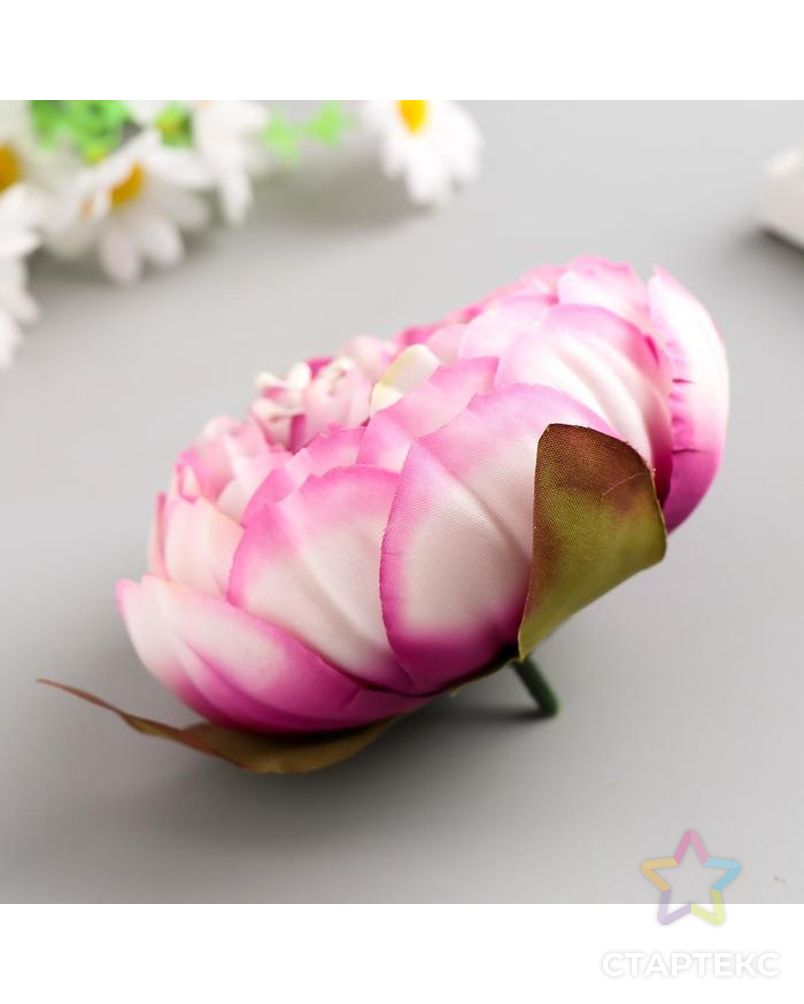 Декоративный цветок пиона 8см, сиреневый с белым арт. СМЛ-121796-1-СМЛ0005219467 2