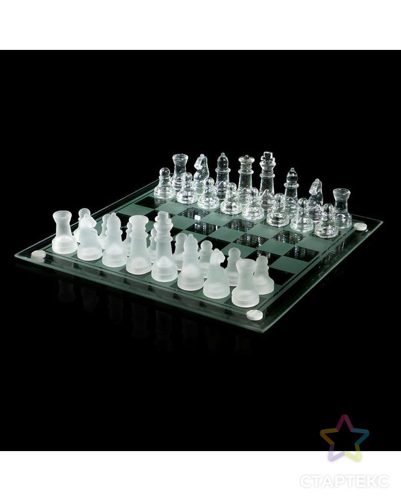 Шахматы настольные, стеклянная доска 24 × 24 см, прозрачная арт. СМЛ-63264-1-СМЛ0000522818 2