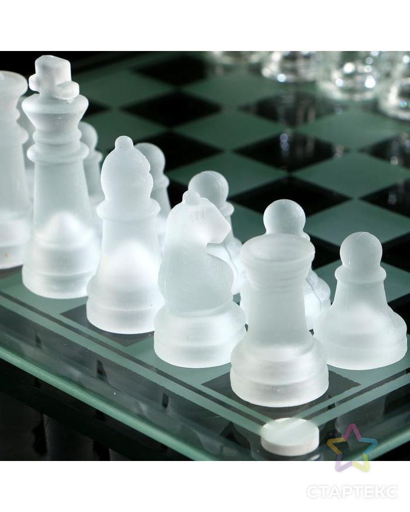 Шахматы настольные, стеклянная доска 24 × 24 см, прозрачная арт. СМЛ-63264-1-СМЛ0000522818 3