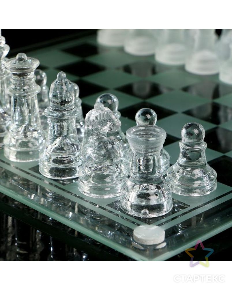 Шахматы настольные, стеклянная доска 24 × 24 см, прозрачная арт. СМЛ-63264-1-СМЛ0000522818 4