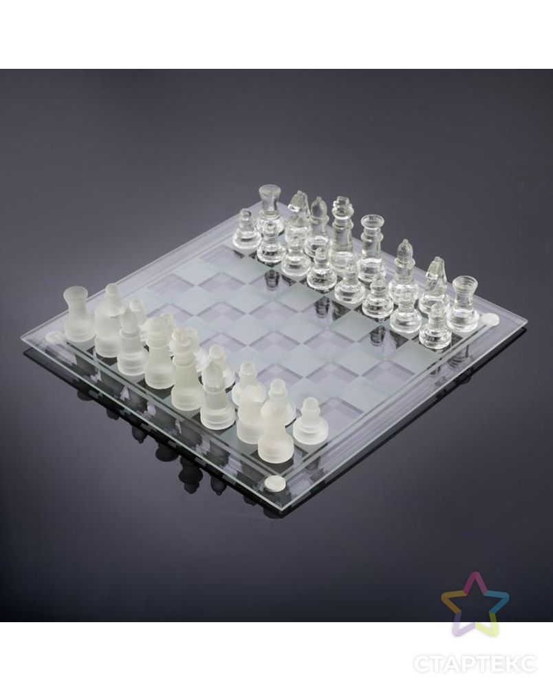 Шахматы настольные, стеклянная доска 24 × 24 см, прозрачная арт. СМЛ-63264-1-СМЛ0000522818 5