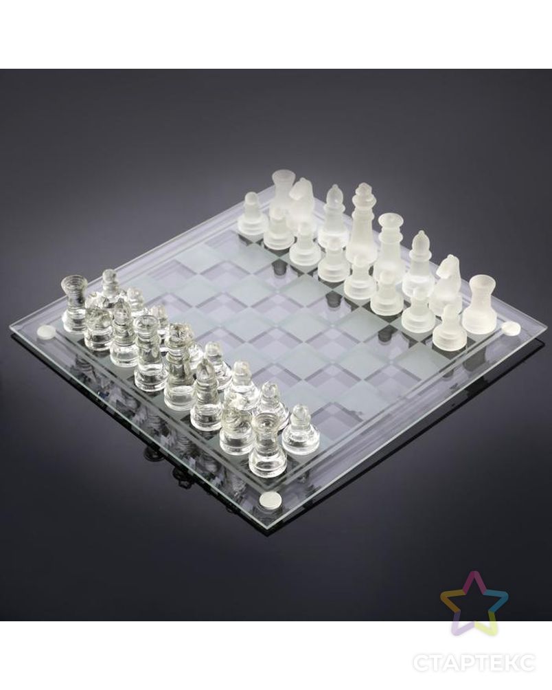 Шахматы настольные, стеклянная доска 24 × 24 см, прозрачная арт. СМЛ-63264-1-СМЛ0000522818 6