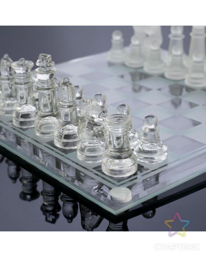 Шахматы настольные, стеклянная доска 24 × 24 см, прозрачная арт. СМЛ-63264-1-СМЛ0000522818 7
