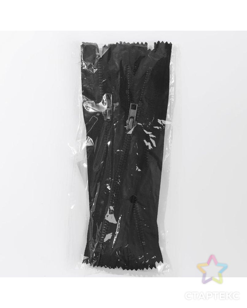 Молния джинсовая, №5, неразъёмная, 18 см, цвет чёрный/чёрный никель арт. СМЛ-208191-1-СМЛ0005235809 3
