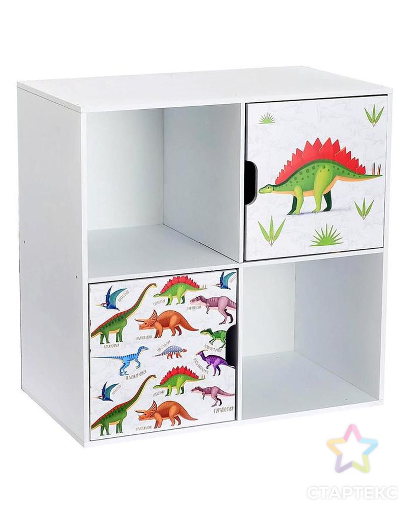 Стеллаж с дверцами «Динозавры», 60 × 60 см, цвет белый арт. СМЛ-155017-1-СМЛ0005238763 4