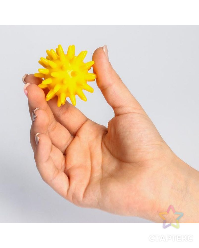 Развивающий массажный мячик с шипами, «Веселый Ёжик», d= 5 см, желтый арт. СМЛ-138020-1-СМЛ0005239095 3