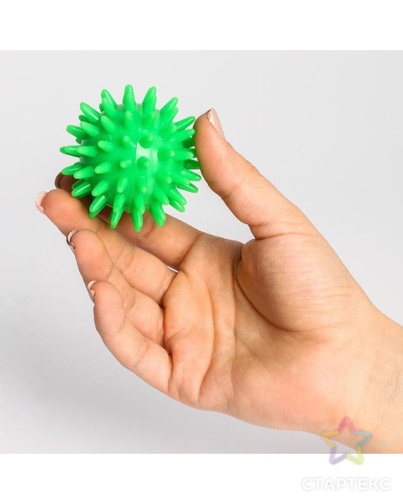 Развивающий массажный мячик с шипами, «Веселый Ёжик», d=  6 см, зелёный арт. СМЛ-138021-1-СМЛ0005239096 4