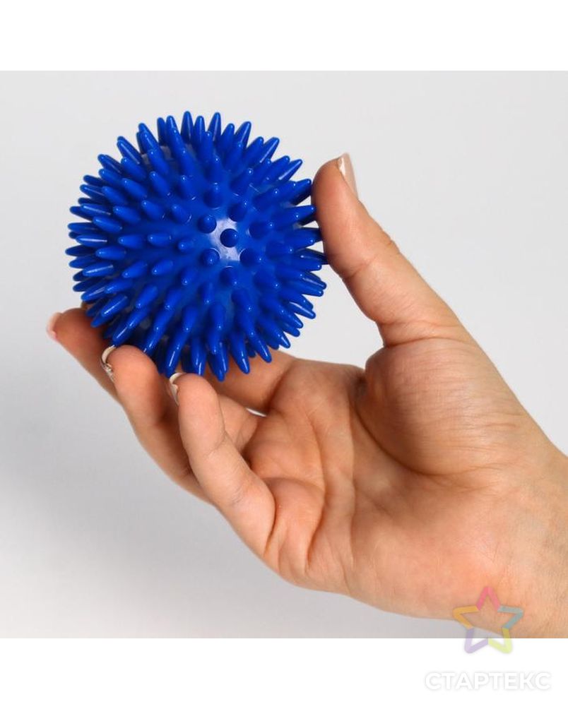 Развивающий массажный мячик с шипами , «Веселый Ёжик», d= 8 см, синий арт. СМЛ-138023-1-СМЛ0005239098 3