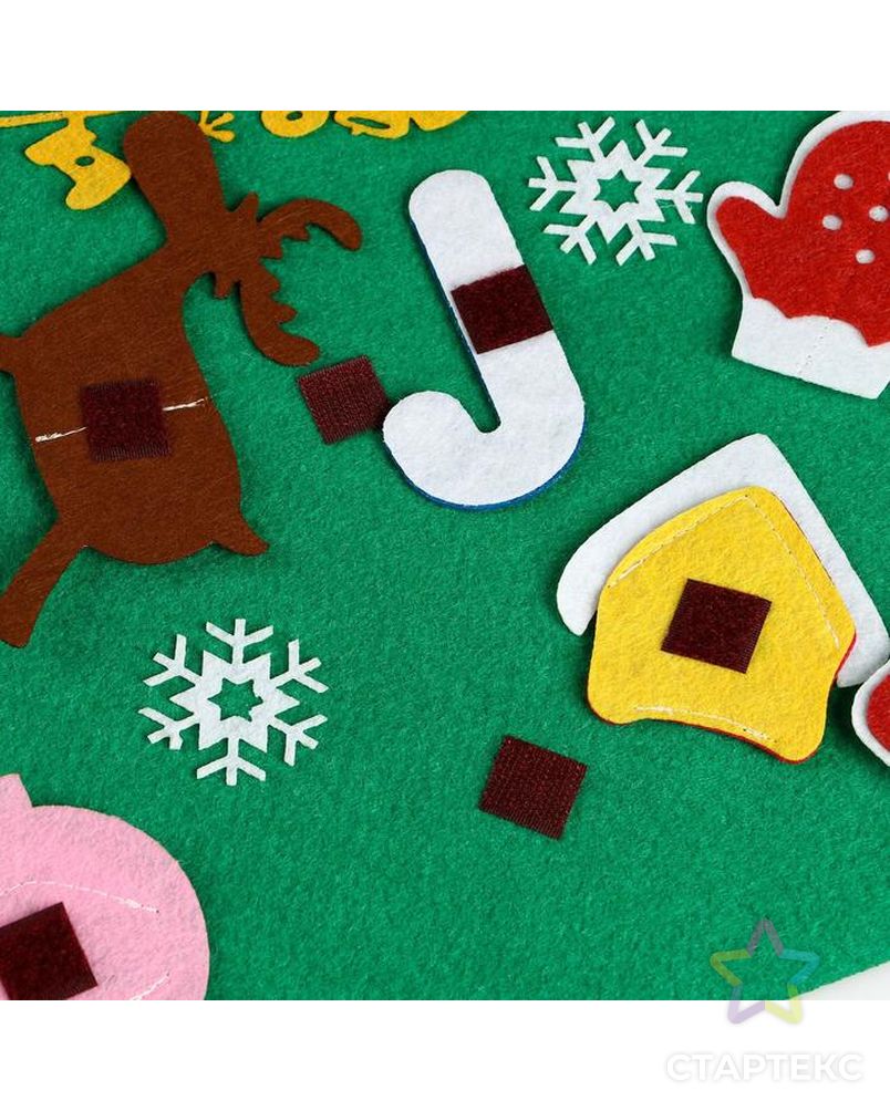 Интерьерная ёлка "Новогодняя", 22 игрушки на липучках, 2 гирлянды, 10 снежинок, 86×60 см арт. СМЛ-113520-1-СМЛ0005239305 3