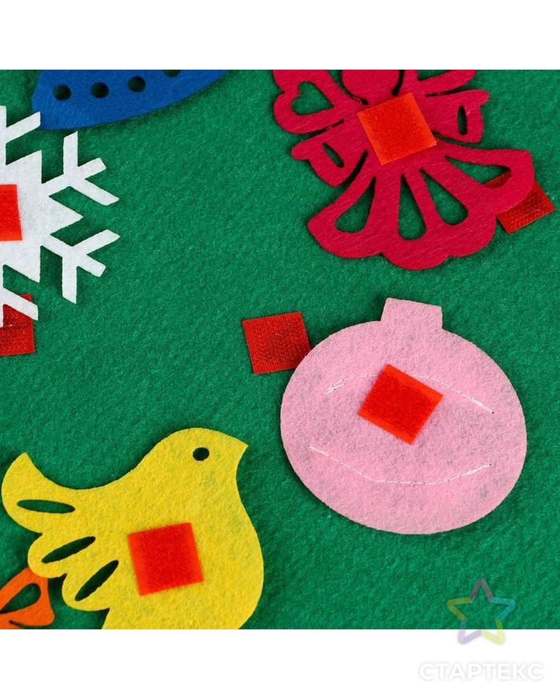Декоративная ёлка, 12 игрушек на липучках, 59×54 см арт. СМЛ-91601-1-СМЛ0005239310 3