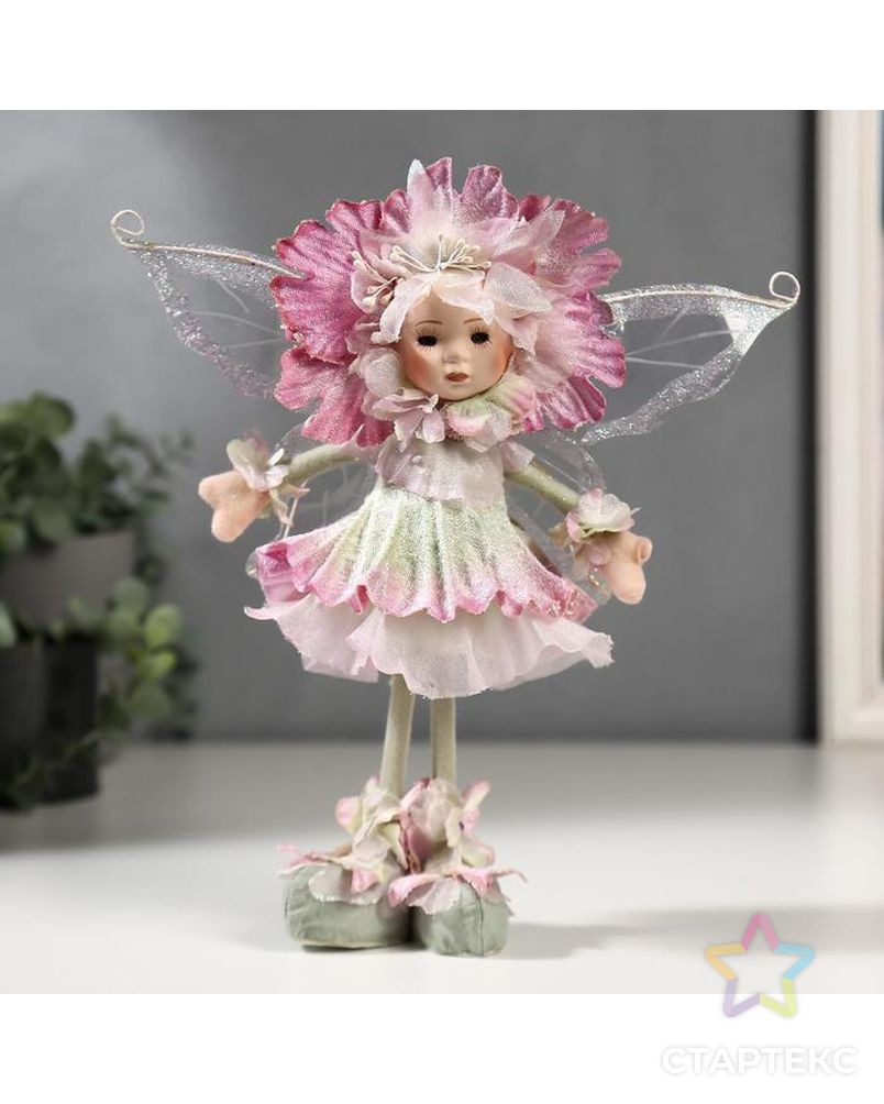 Кукла коллекционная керамика "Малышка-цветочек, сиренево-зелёный наряд" 30 см арт. СМЛ-137584-1-СМЛ0005243405 1