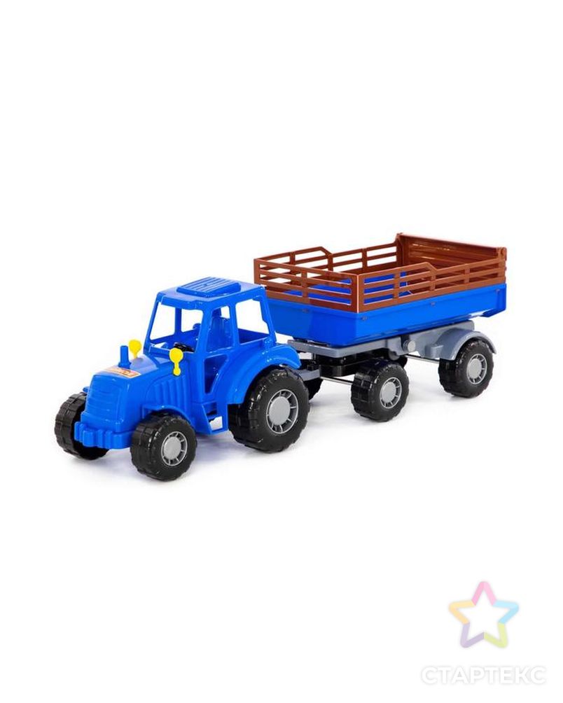 Трактор с прицепом №2, цвет синий (в сеточке) арт. СМЛ-91077-1-СМЛ0005244420 1