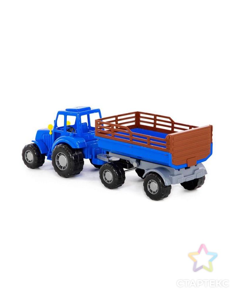 Трактор с прицепом №2, цвет синий (в сеточке) арт. СМЛ-91077-1-СМЛ0005244420 3