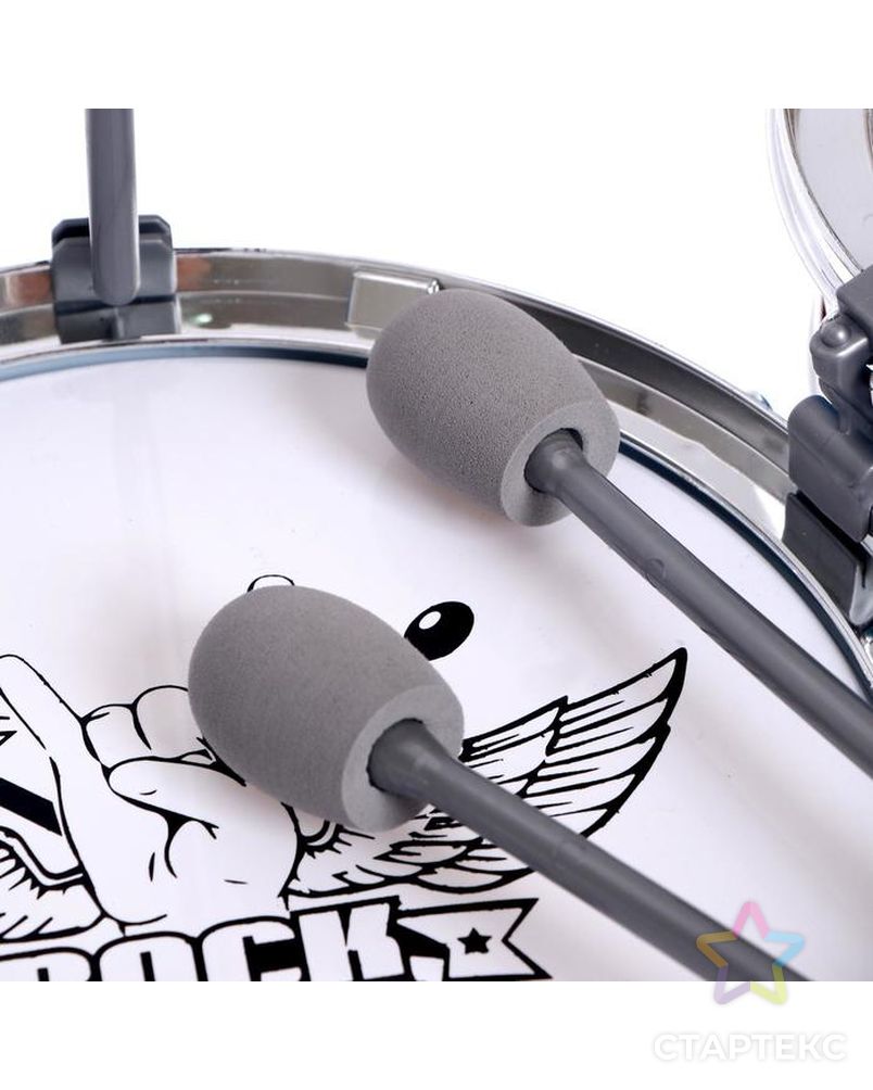Барабанная установка "Рок", 5 барабанов, тарелка, палочки, стульчик арт. СМЛ-136266-1-СМЛ0005246445 2
