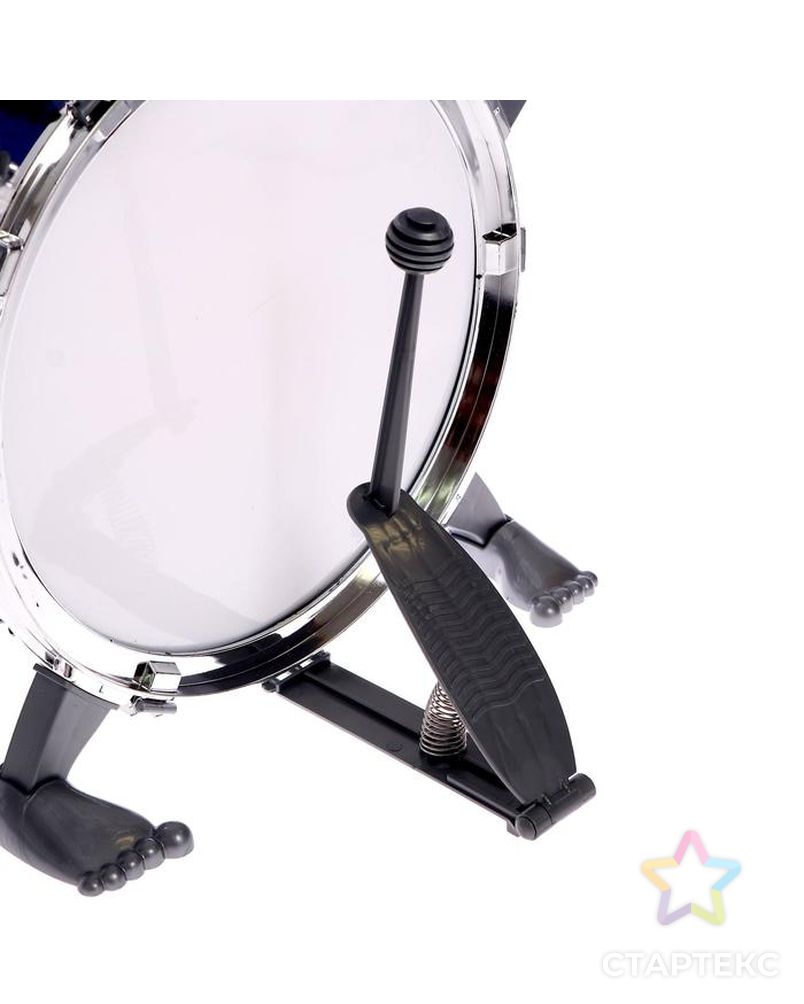 Барабанная установка "Басист", 5 барабанов, тарелка, палочки, стульчик, педаль, МИКС арт. СМЛ-136267-1-СМЛ0005246446 3