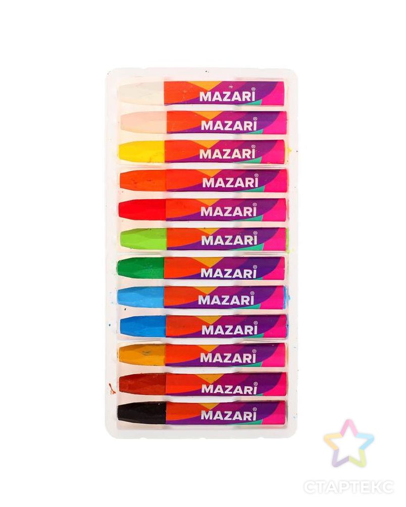 Пастель масляная Mazari, 12 цветов, шестигранный корпус, длина 73 мм, d корпуса 10 мм, картонная упаковка арт. СМЛ-207297-1-СМЛ0005246787 3