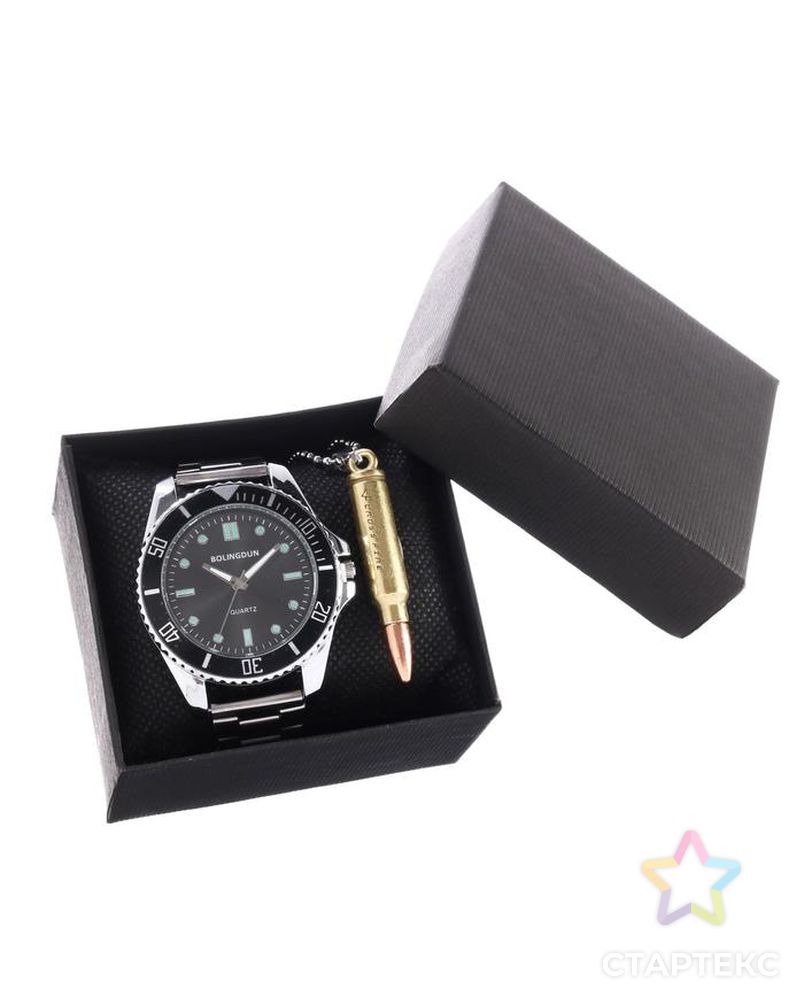Подарочный набор 2 в 1 "Bolingdun": наручные часы, d=4.6 см, кулон арт. СМЛ-208013-1-СМЛ0005256912 1