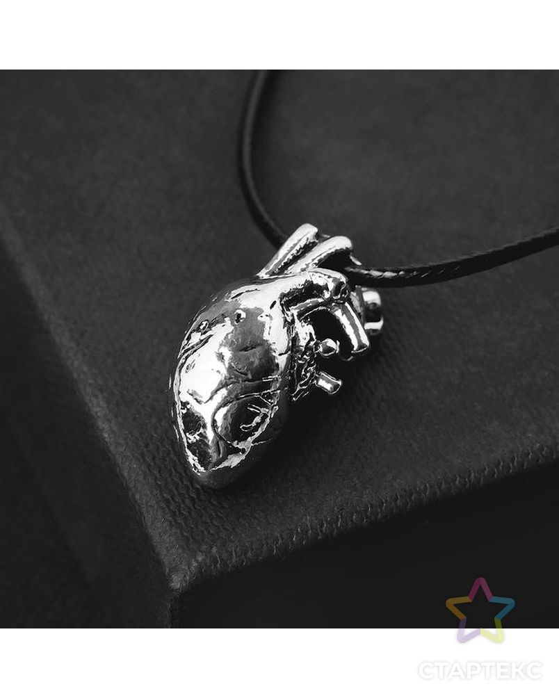 Кулон на шнурке "Анатомия" сердце, цвет чернёное серебро, 45 см арт. СМЛ-125731-1-СМЛ0005260232 1