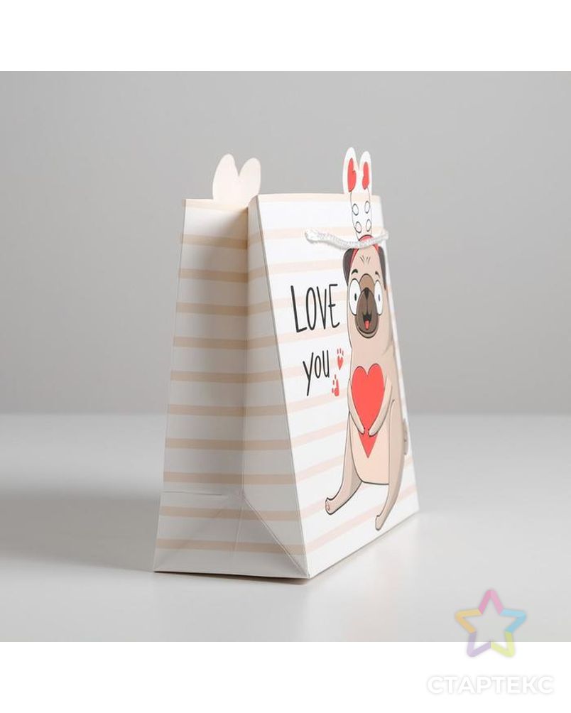 Пакет подарочный Love you, 25 × 26 × 10 см арт. СМЛ-132151-1-СМЛ0005266625 2