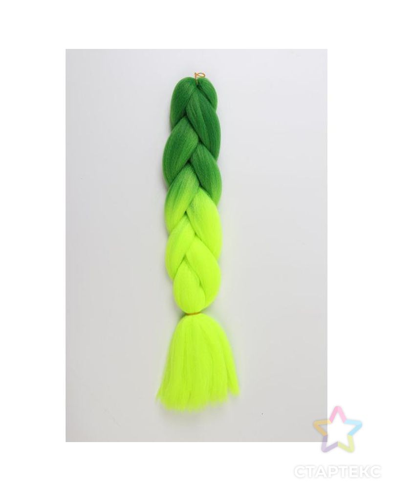 ZUMBA Канекалон двухцветный, гофрированный, 60 см, 100 гр, цвет ярко-зелёный/лимонный(#BY40) арт. СМЛ-199405-1-СМЛ0005267984 1