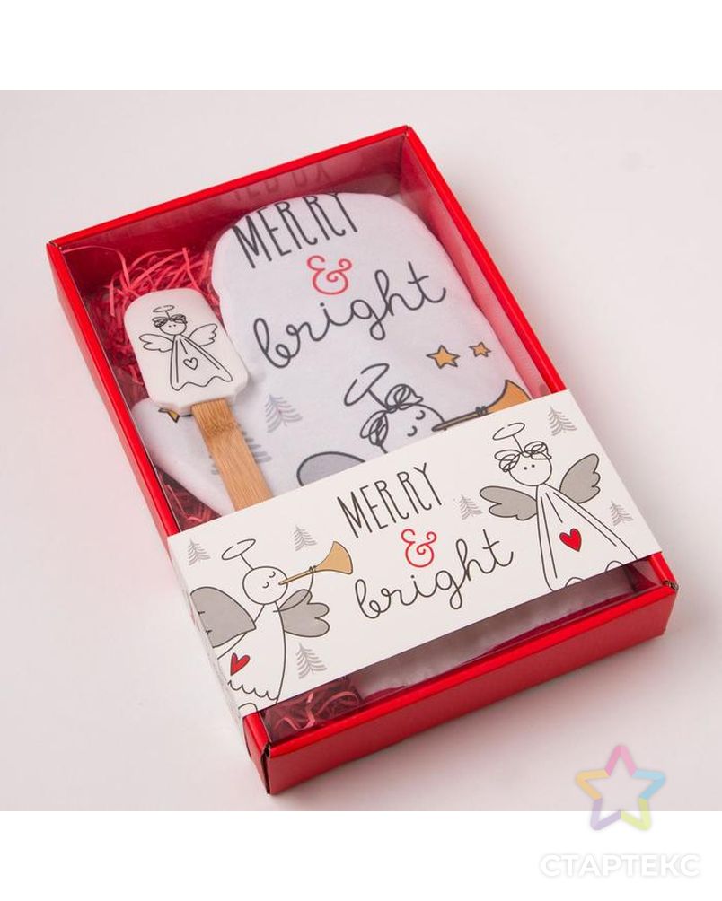 Набор подарочный "Merry&bright" с варежкой-прихваткой арт. СМЛ-113140-1-СМЛ0005271305