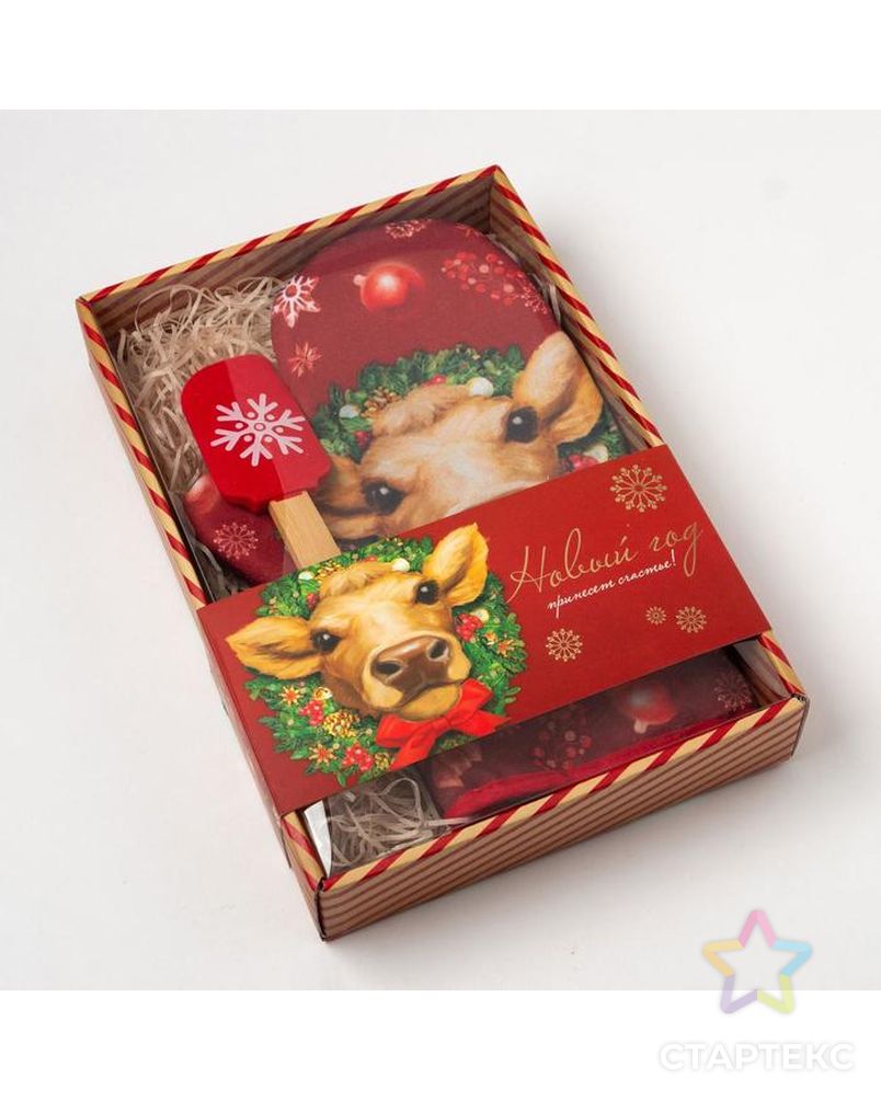 Набор подарочный "Новогоднее настроение" варежка-прихватка, лопатка силикон арт. СМЛ-113612-1-СМЛ0005271308
