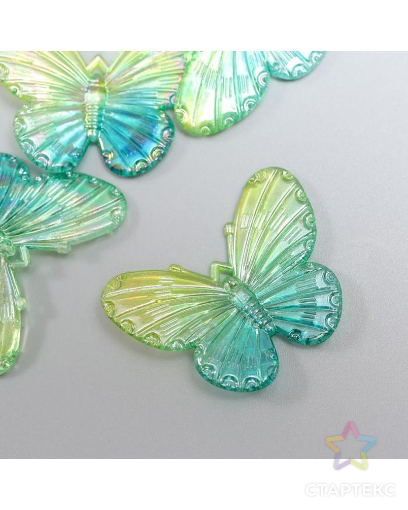 Декор для творчества пластик "Зелёные бабочки" набор 5 шт 3,2х4,1 см арт. СМЛ-128718-1-СМЛ0005274263 1