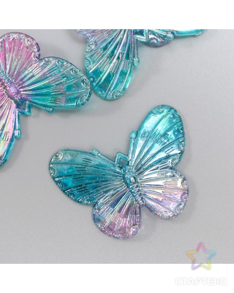 Декор для творчества пластик "Бабочки голубо-сиреневые" набор 5 шт 3,2х4,1 см арт. СМЛ-128728-1-СМЛ0005274277 2