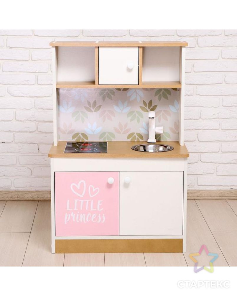 Набор игровой мебели «Детская кухня Sitstep», бело-бежевый корпус, фасады бело-розовые, фартук цветы арт. СМЛ-118215-1-СМЛ0005274751 7