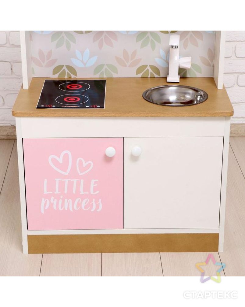 Набор игровой мебели «Детская кухня Sitstep», бело-бежевый корпус, фасады бело-розовые, фартук цветы арт. СМЛ-118215-1-СМЛ0005274751 8