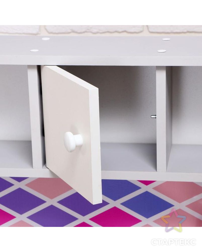 Набор игровой мебели «Детская кухня Sitstep», бело-серый корпус, фасады бело-малиновые, фартук ромб арт. СМЛ-118216-1-СМЛ0005274753 5