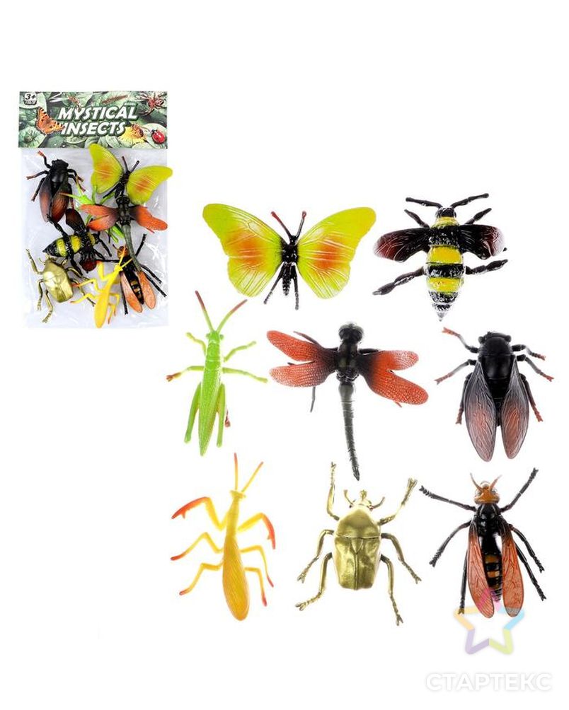Набор насекомых "Лес", 8 фигурок, длина 12 см арт. СМЛ-138049-1-СМЛ0005275719 1