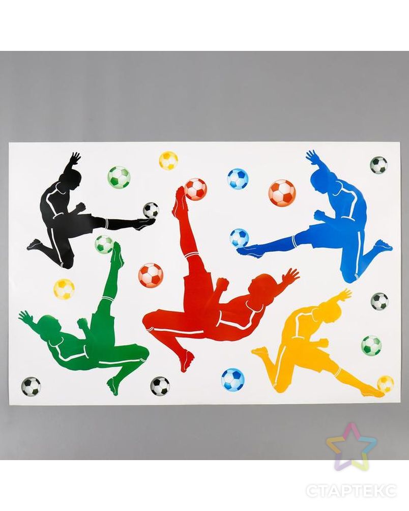 Наклейка пластик интерьерная цветная "Футболисты" 60х90 см арт. СМЛ-207825-1-СМЛ0005277588 2