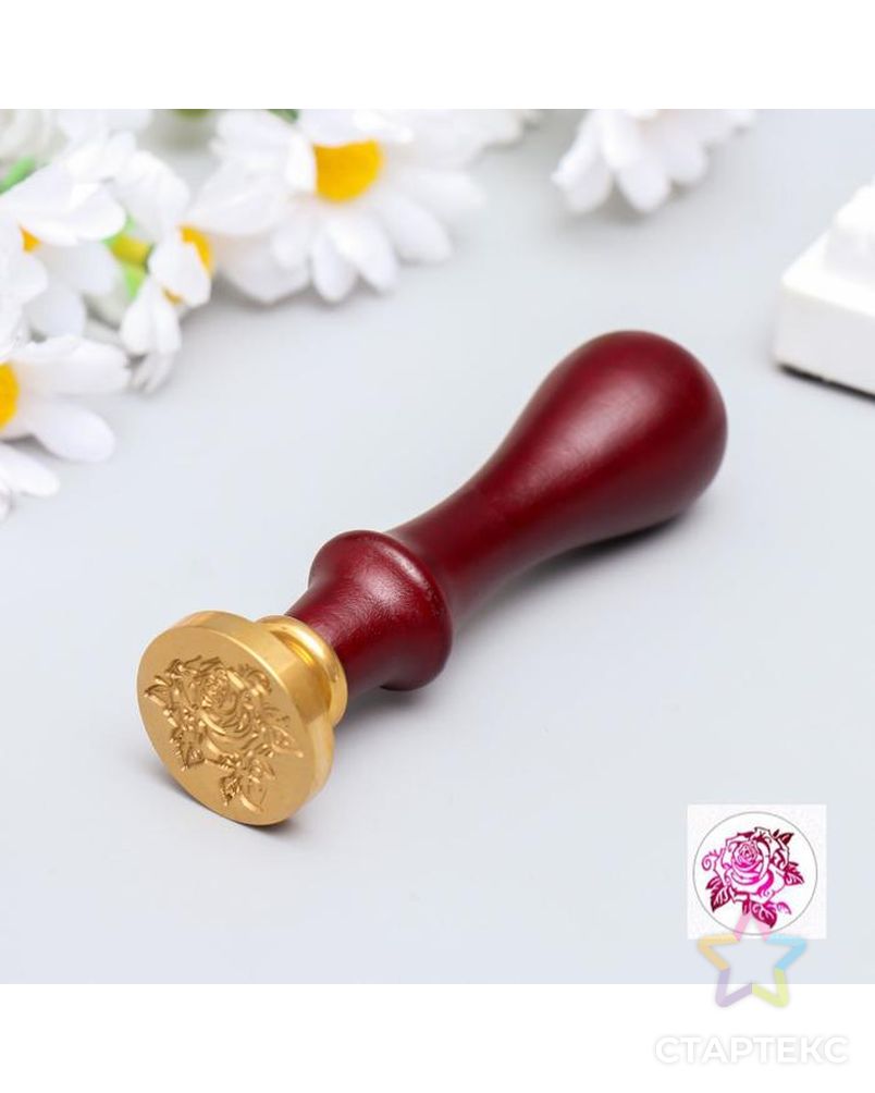 Печать для сургуча с деревянной ручкой "Королевская роза" 9х2,5х2,5 см арт. СМЛ-132826-1-СМЛ0005278980 1