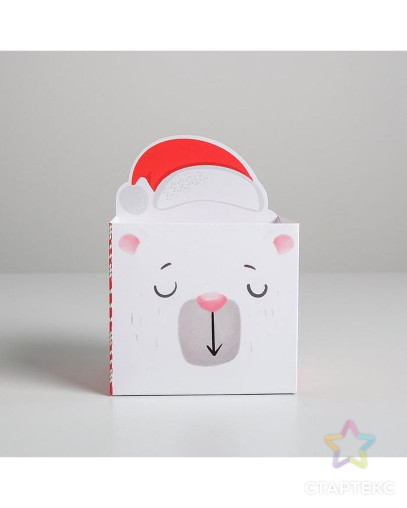 Коробка для мини-букетов «С новым годом», миша, 12 х 17 х 10 см арт. СМЛ-107982-1-СМЛ0005287576 2