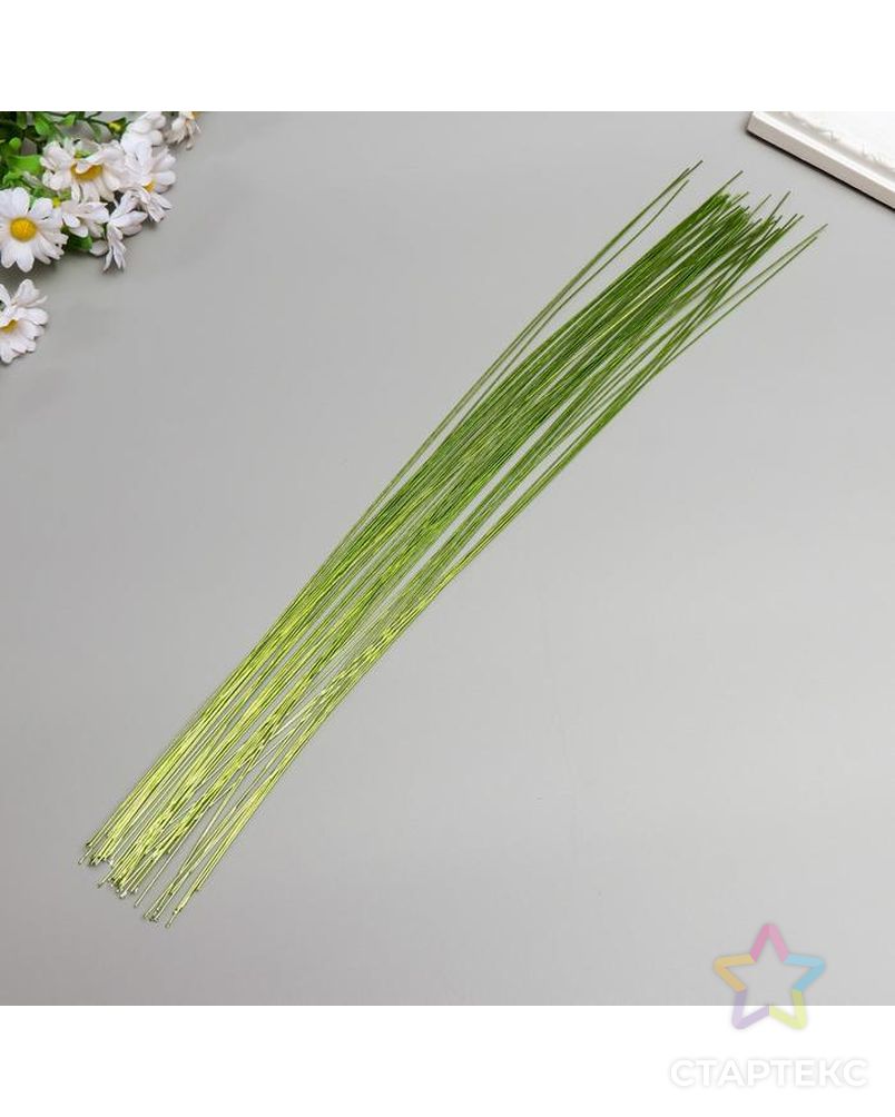 Проволока для изготовления искусственных цветов "Зелёная хром" длина 40 см сечение 0,7 мм арт. СМЛ-129038-1-СМЛ0005289264 1