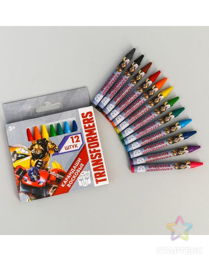 Восковые карандаши Transformers, набор 12 цветов арт. СМЛ-180325-1-СМЛ0005290038 1