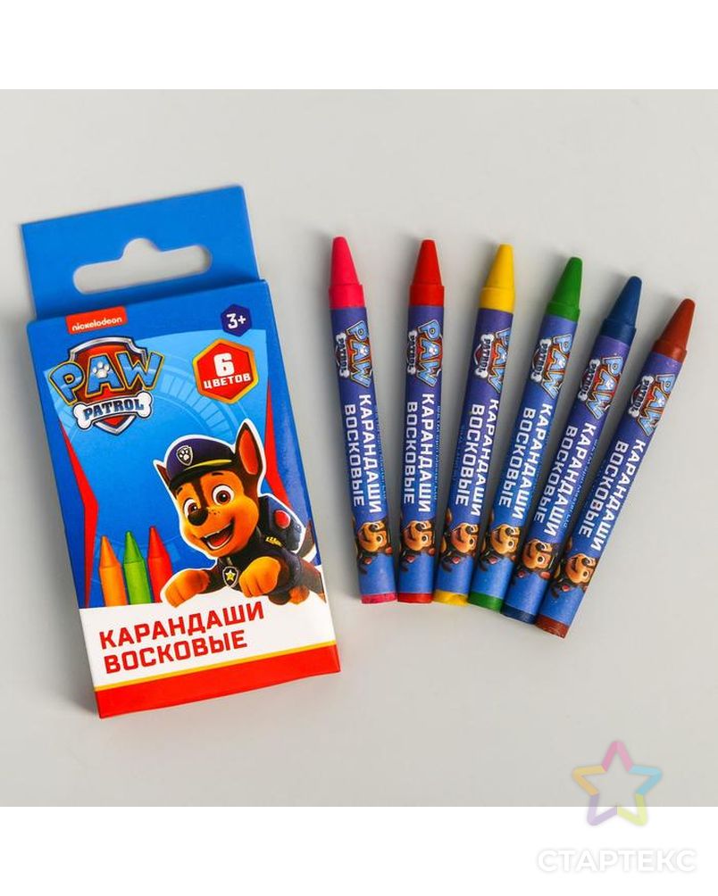 Восковые карандаши Paw Patrol, набор 6 цветов арт. СМЛ-221577-1-СМЛ0005290039 1