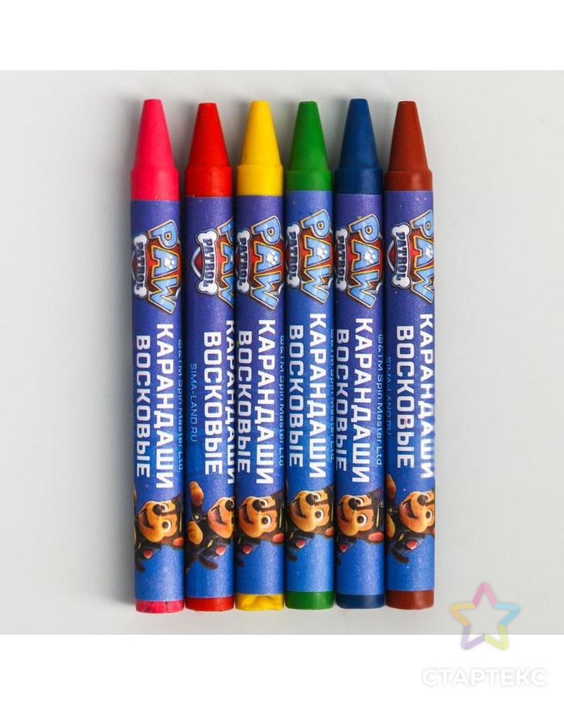 Восковые карандаши Paw Patrol, набор 6 цветов арт. СМЛ-221577-1-СМЛ0005290039 2