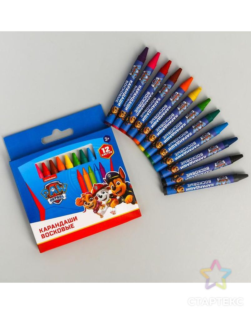 Восковые карандаши Paw Patrol, набор 12 цветов арт. СМЛ-180326-1-СМЛ0005290040 1