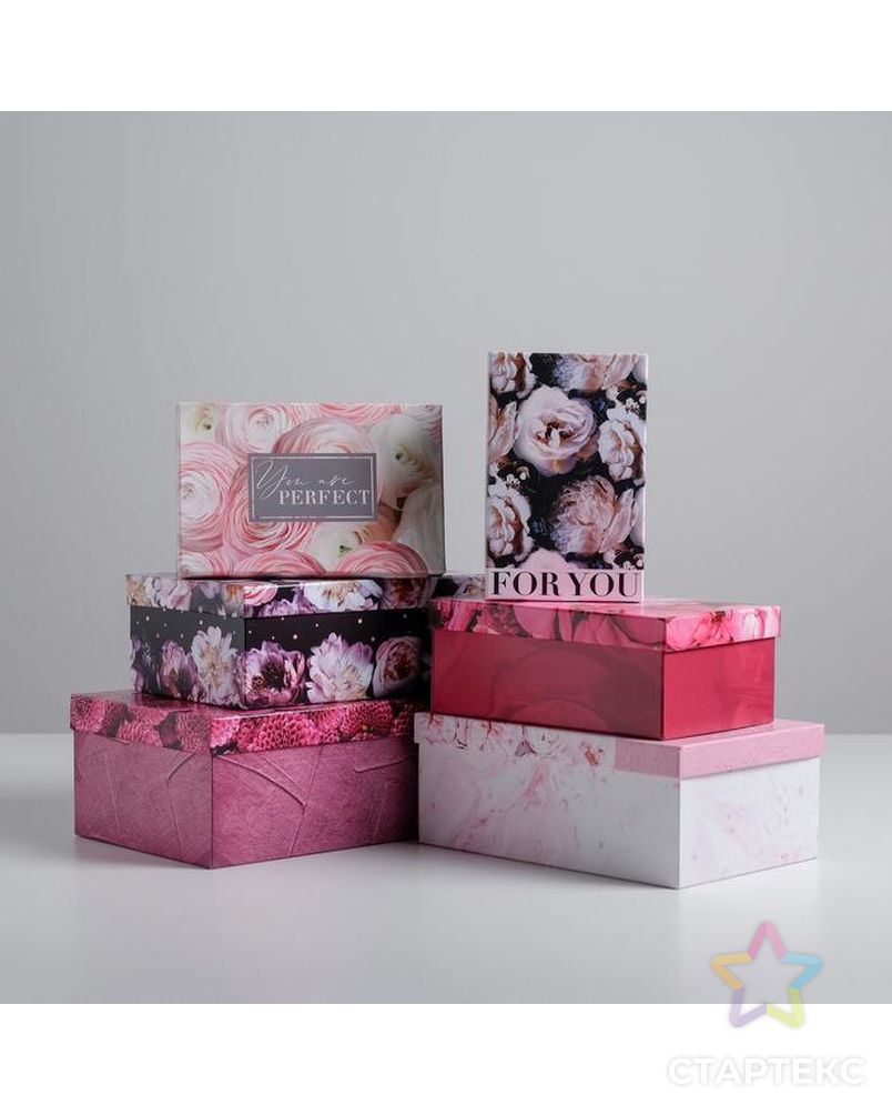 Набор подарочных коробок 6 в 1 «Цветочный», 22.5 × 12.5 × 7.5‒34.5 × 25.5 × 12.5 см арт. СМЛ-118327-1-СМЛ0005292699 1
