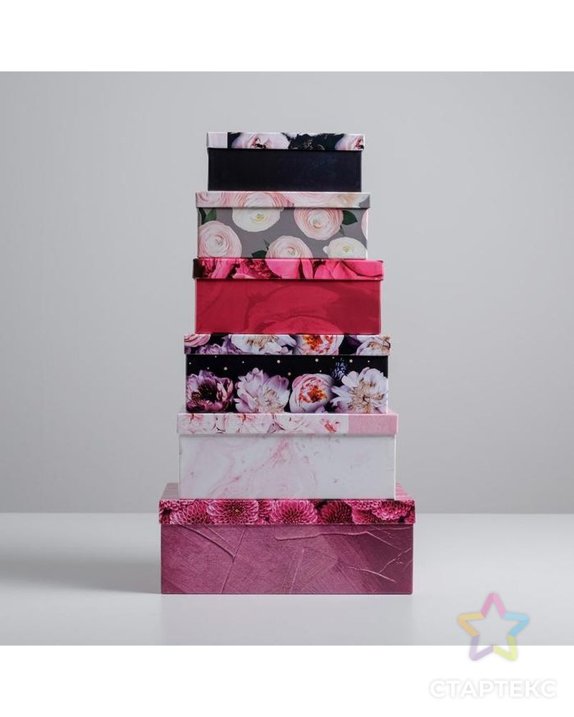Набор подарочных коробок 6 в 1 «Цветочный», 22.5 × 12.5 × 7.5‒34.5 × 25.5 × 12.5 см арт. СМЛ-118327-1-СМЛ0005292699 2