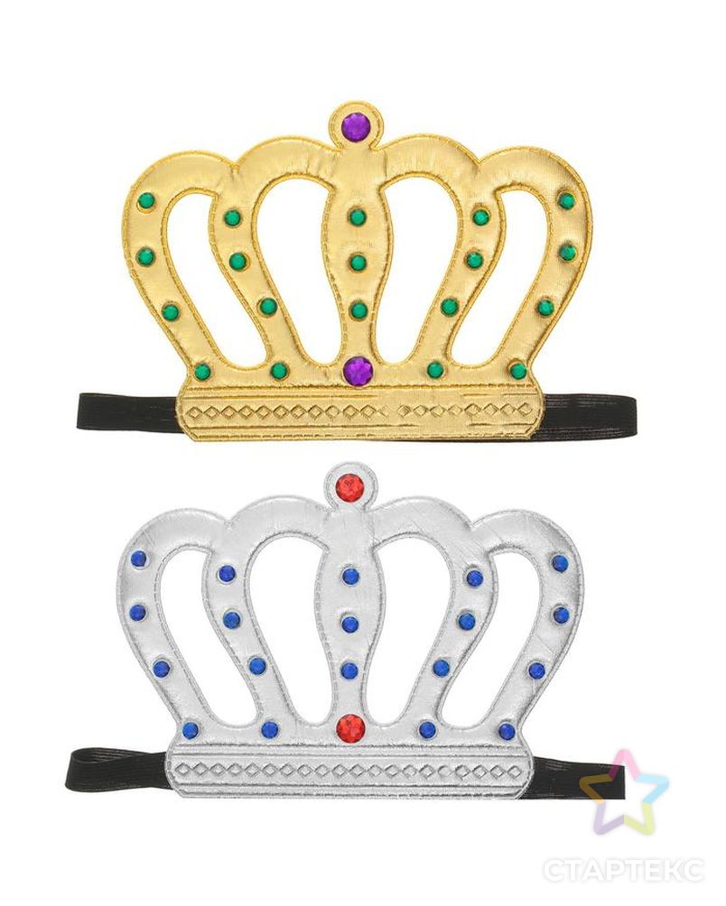Карнавальная корона "Король" на резинке, цвета МИКС арт. СМЛ-105441-1-СМЛ0005293729 1