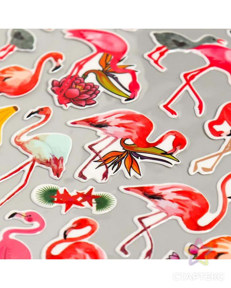 Наклейка пластик "Фламинго" МИКС 25х20 см арт. СМЛ-122238-1-СМЛ0005294763 2