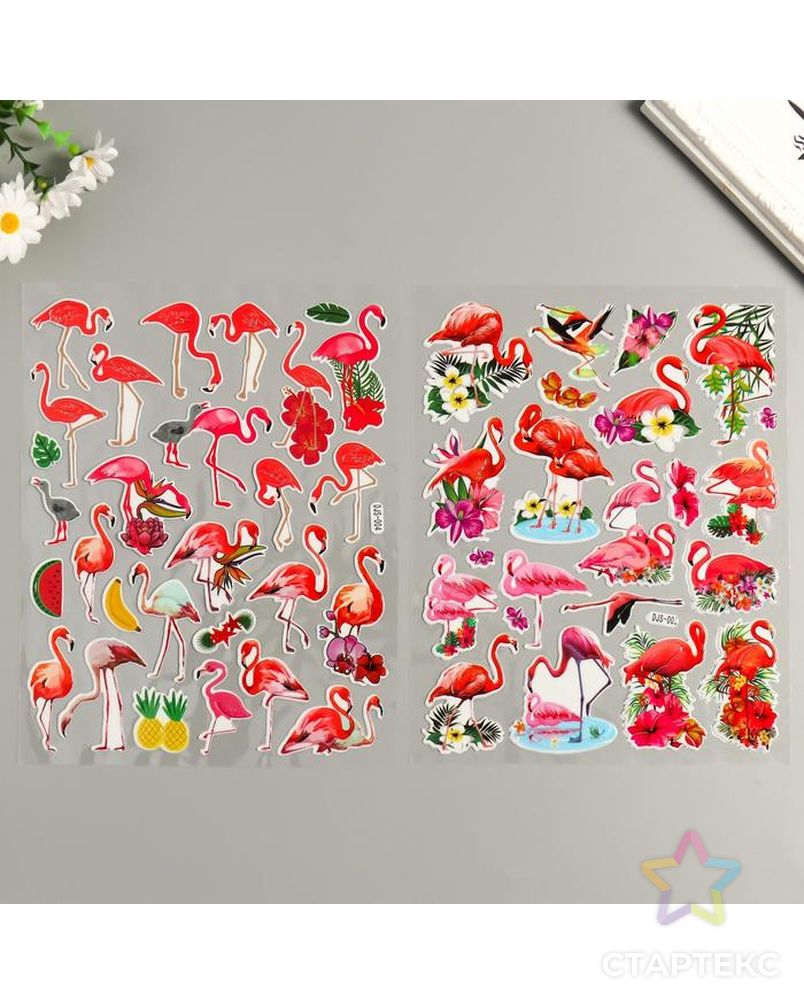 Наклейка пластик "Фламинго" МИКС 25х20 см арт. СМЛ-122238-1-СМЛ0005294763 3