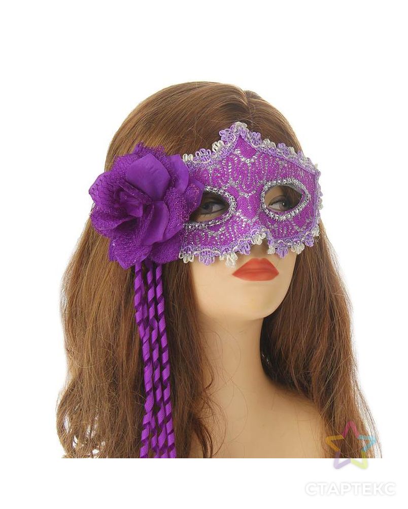 Карнавальная маска "Очарованье" с цветком, цвета МИКС арт. СМЛ-109045-1-СМЛ0005299251 4