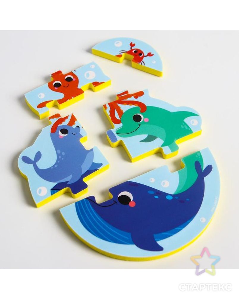 Игрушка пазл для ванны (головоломка) «Пирамидка: Морские животные» 5 деталей арт. СМЛ-135355-1-СМЛ0005302623 2