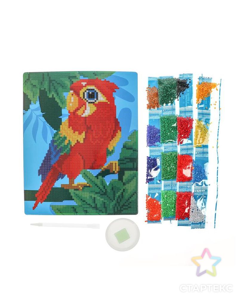 Алмазная мозаика для детей "Яркий попугай" 20*25 см арт. СМЛ-152091-1-СМЛ0005303287 2